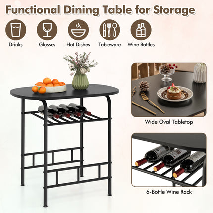 Home Kitchen Bistro Pub Dining Table 2 Chairs Set, Black, 3 pcs, Costway, 7