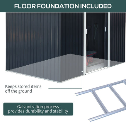 Metal Storage Shed 9 x 6 inch, Garden Tool House, 2 Sliding Doors, 4 Air Vents, Ideal Dark Gray, Outsunny, 5