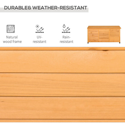 77 Gallon Deck Box Wooden Outdoor Storage Container Aerating Gap Weather-Resistant, Yellow, Outsunny, 1