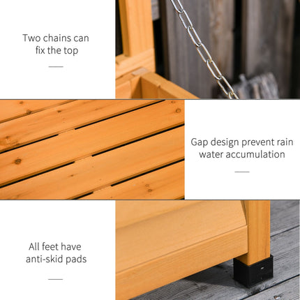 78 Gallon Deck Box Wooden Outdoor Storage Container Aerating Gap Weather-Resistant, Yellow, Outsunny, 1