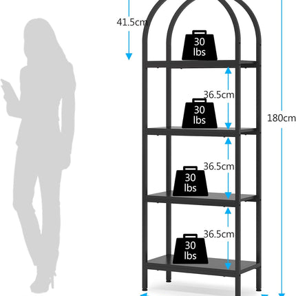 4-Tier Open Bookshelf, 70.8-Inch Wood Bookcase Storage Shelves, Freestanding Display Rack, Black, Tribesigns, 2