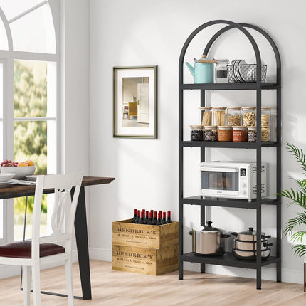 4-Tier Open Bookshelf, 70.8-Inch Wood Bookcase Storage Shelves, Freestanding Display Rack, Black, Tribesigns, 3