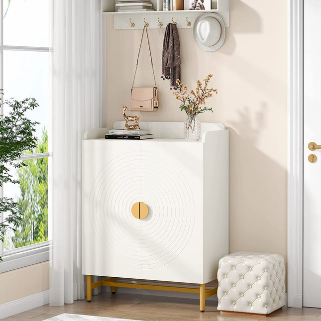 Shoe Rack, Shoe Cabinet, Slim Shoe Organizer with Doors and Adjustable Shelves, Tribesigns