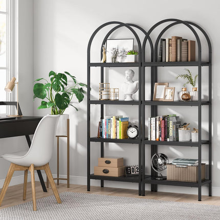 4-Tier Open Bookshelf, 70.8-Inch Wood Bookcase Storage Shelves, Freestanding Display Rack, Black, Tribesigns, 5