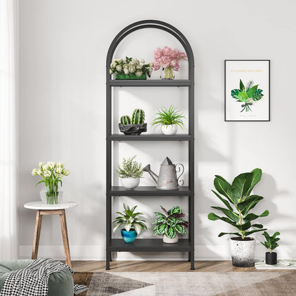 4-Tier Open Bookshelf, 70.8-Inch Wood Bookcase Storage Shelves, Freestanding Display Rack, Black, Tribesigns, 4