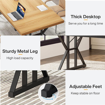 70.8-Inch Executive Desk, Large Computer Office Desk Workstation, Laptop Desk Study Writing Table, Black, Tribesigns, 5