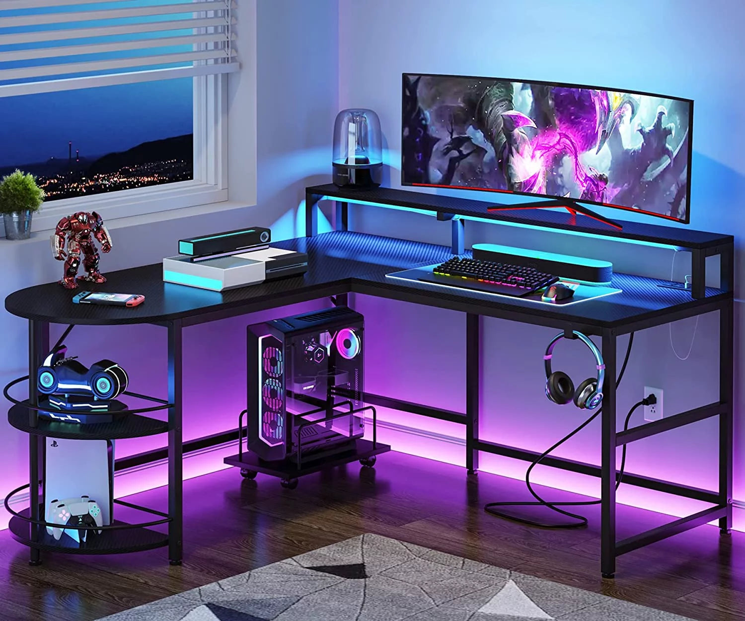 Gaming desk, L shaped gaming desk, Gaming computer desk, Gaming pc desk, Corner gaming desk, L-shaped gaming desk