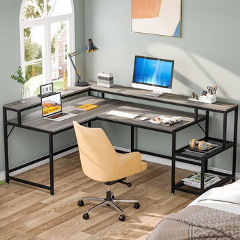 L Shaped Desk, l desk, L Shaped Computer Desk, L Shaped Desk with Hutch, L Shaped Desk with Shelves