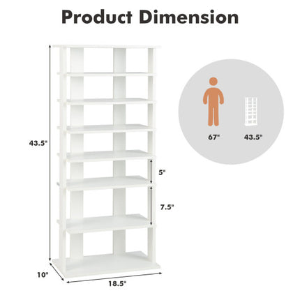 7 Tiers Vertical Shoe Rack for Front Door, White, Costway, 5