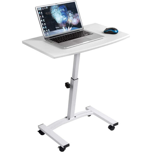 Portable Laptop Desk, Portable Laptop Table, Adjustable Laptop Desk, Laptop Stand on Wheels, White, Tatkraft Cheer, 2