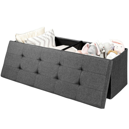 Fabric Folding Storage with Divider Bed End Bench, Dark Gray, Costway, 8