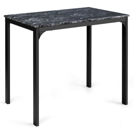 Counter Height Dining Set Faux Marble Table 3 Piece , Black, Costway, 8