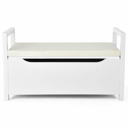 Shoe Storage Bench with Cushion Seat for Entryway, 34.5 ×15.5 ×19.5 Inch, White, Costway, 5
