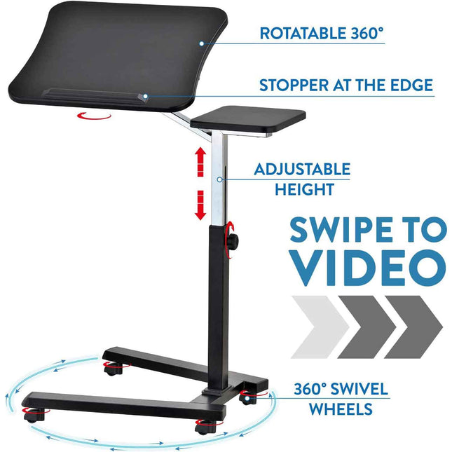 Tatkraft Joy - Portable Laptop Desk, with Mouse Pad, Rolling Computer Stand