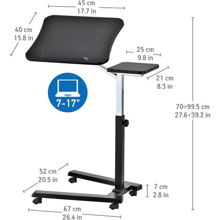 Laptop Desk, Portable Laptop Desk, on Wheels, Mobile Computer Desk, Adjustable Laptop Table, Ergonomic, Tatkraft Joy, 9