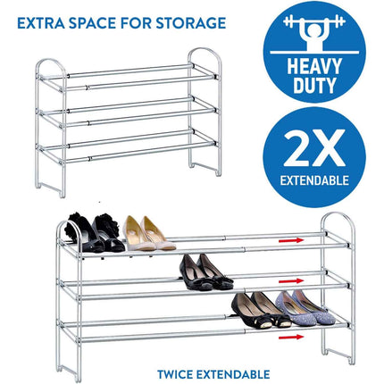 Shoe rack, 3 tier shoe rack, expandable shoe rack, metal shoe rack, shoe rack for closet, Tatkraft Maestro shoe rack, 3