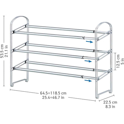 Shoe rack, 3 tier shoe rack, expandable shoe rack, metal shoe rack, shoe rack for closet, Tatkraft Maestro shoe rack, 4