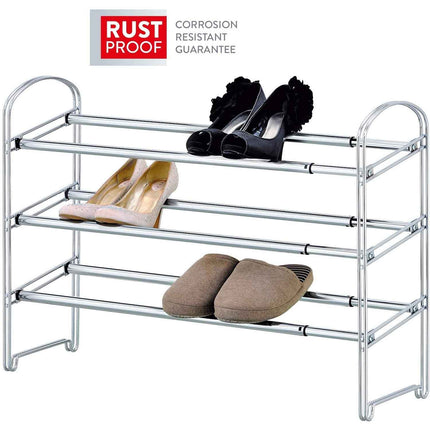 Shoe rack, 3 tier shoe rack, expandable shoe rack, metal shoe rack, shoe rack for closet, Tatkraft Maestro shoe rack, 5
