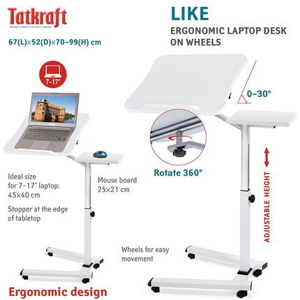 Portable Laptop Desk, on Wheels, Laptop Table for Sofa, Adjustable Laptop Desk, Laptop Table for Recliner, Tatkraft Like, 5