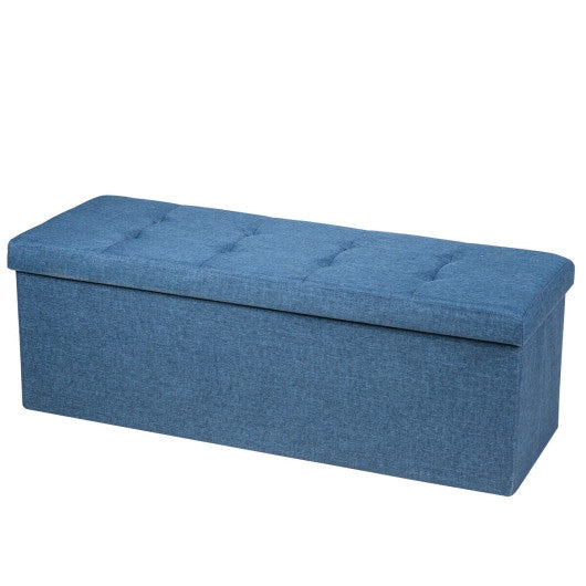 Fabric Folding Storage with Divider Bed End Bench, Navy, Costway, 1