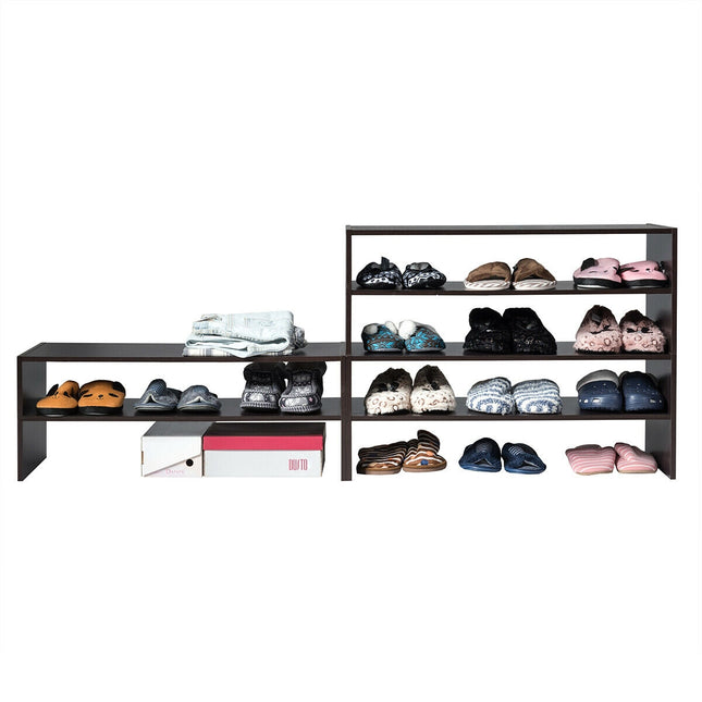 Shor Rack, 31-Inch Stackable Multi, Shape Shoe Rack, 3 Pieces, Brown, Costway