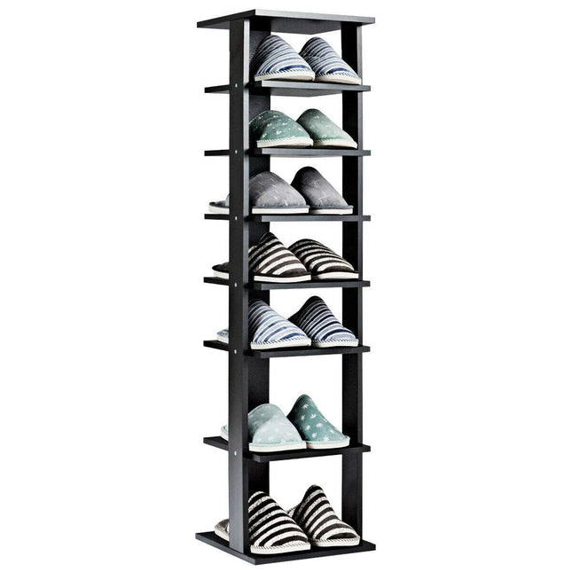 Shoe Rack, 7-Tier Shoe Rack Practical Free Standing Shelves Storage Shelves, Black, Costway, 2
