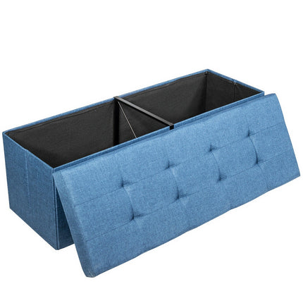 Fabric Folding Storage with Divider Bed End Bench, Navy, Costway