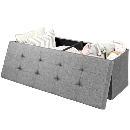 Fabric Folding Storage with Divider Bed End Bench, Light Gray, Costway, 9