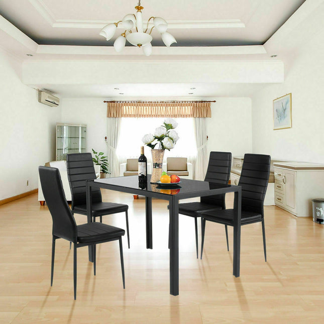 Metal Frame and Glass Tabletop Dining Set 5 Pieces , Costway, 2