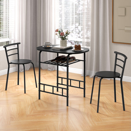 Dining Table Set, Home Kitchen Bistro Pub Dining Table 2 Chairs Set, Black, 3 pcs, Costway 