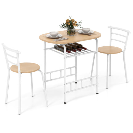 Home Kitchen Bistro Pub Dining Table 2 Chairs Set, 3 pcs , Tan, Costway, 5