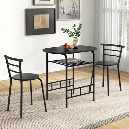 Dining Table Set, Home Kitchen Bistro Pub Dining Table 2 Chairs Set, Black, 3 pcs, Costway, 2