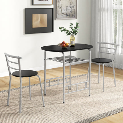 Home Kitchen Bistro Pub Dining Table 2 Chairs Set,  Silver, 3 pcs, Costway, 6