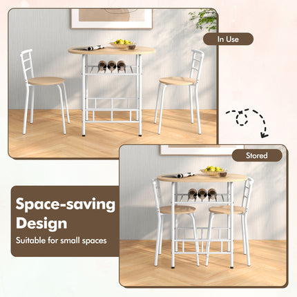 Home Kitchen Bistro Pub Dining Table 2 Chairs Set, 3 pcs , Tan, Costway