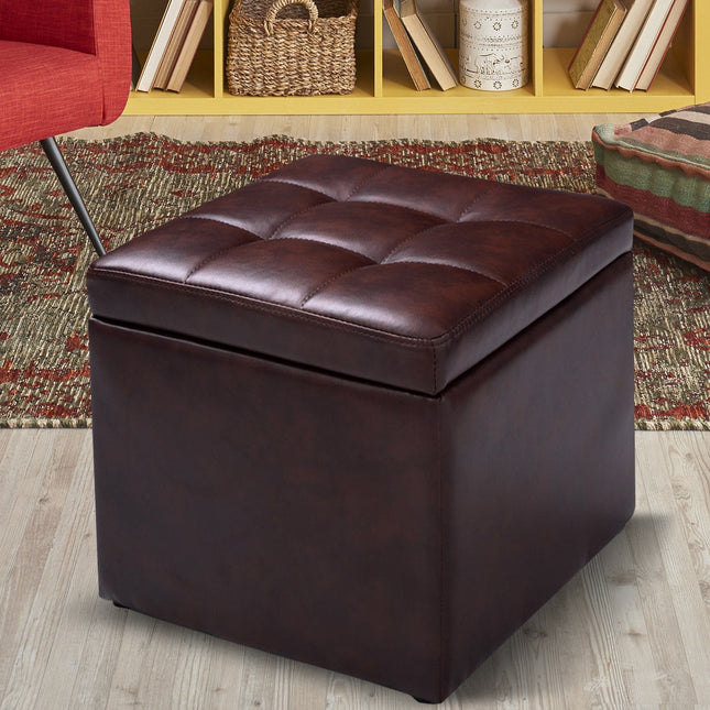 Ottoman Pouffe Storage Box Lounge Seat Footstools, Costway, 2