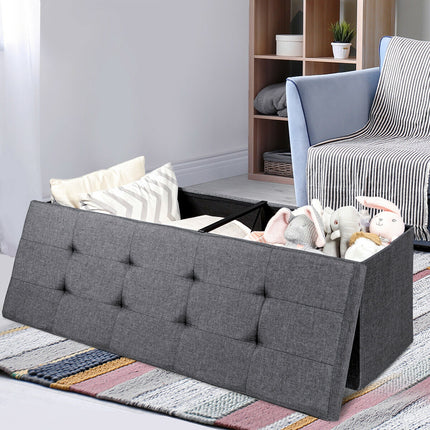 Fabric Folding Storage with Divider Bed End Bench, Dark Gray, Costway, 7