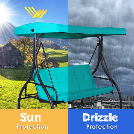 Converting Outdoor Swing Canopy Hammock with Adjustable Tilt Canopy, Turquoise, 3 Seats , Costway, 3