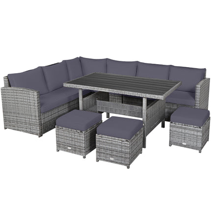 Outdoor Patio Furniture, Outdoor Dining Set, Dining Set, Patio Rattan Dining Sectional Sofa Set with Ottoman, Costway, 5