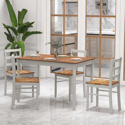 Dining Table Set, Dining Set, Wooden Dining Set with Rectangular Table and 4 Chairs, 5 Piece Coffee, Costway, 4