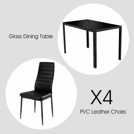 Metal Frame and Glass Tabletop Dining Set 5 Pieces , Costway