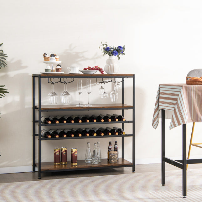 5-Tier Wine Rack Table with Glasses Holder, Costway, 2