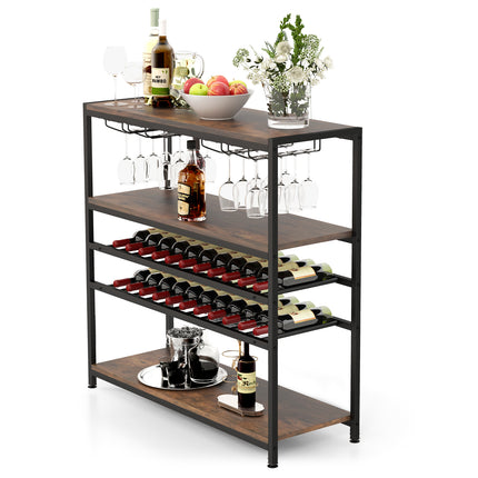 5-Tier Wine Rack Table with Glasses Holder, Costway, 5