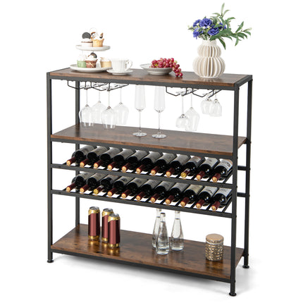 5-Tier Wine Rack Table with Glasses Holder, Costway, 7
