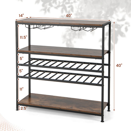 5-Tier Wine Rack Table with Glasses Holder, Costway, 6