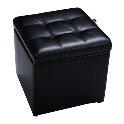 Foldable Cube Ottoman Pouffe Storage Seat, Black, Costway, 4