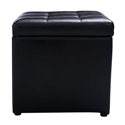 Foldable Cube Ottoman Pouffe Storage Seat, Black, Costway, 7