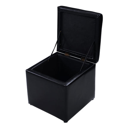 Foldable Cube Ottoman Pouffe Storage Seat, Black, Costway, 6