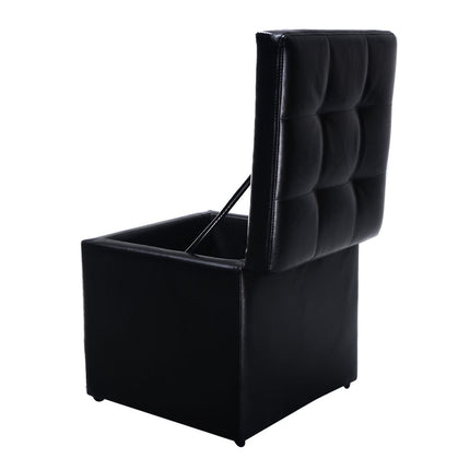 Foldable Cube Ottoman Pouffe Storage Seat, Black, Costway, 5
