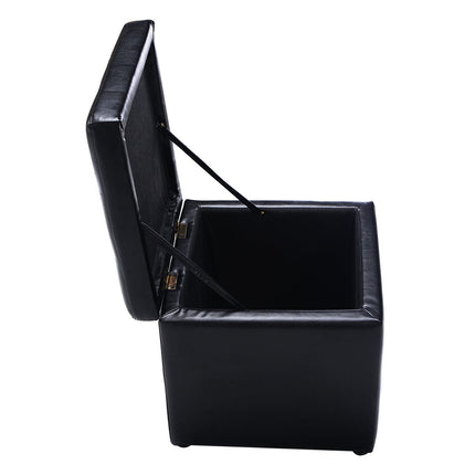 Foldable Cube Ottoman Pouffe Storage Seat, Black, Costway, 8