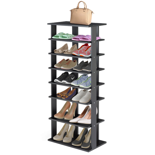 Shoe Rack, 7-Tier Dual Shoe Rack Free Standing Shelves Storage Shelves Concise, Black, Costway
